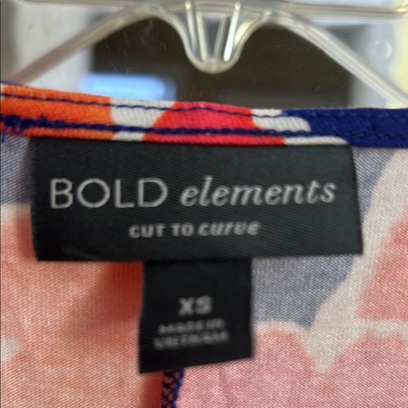 Bold Elements Women's Floral Wrap Top - Orange and Blue - Picture 3 of 11